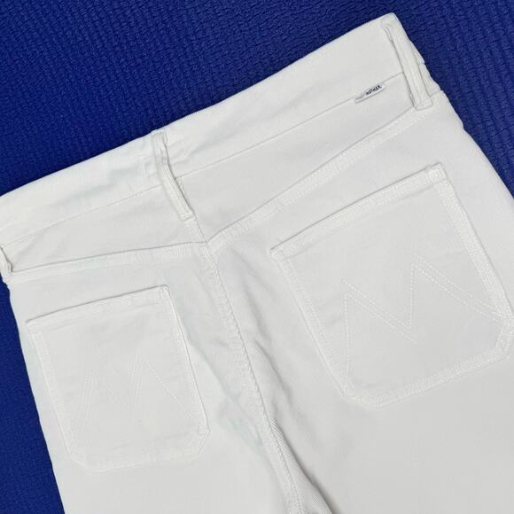 MOTHER The Patch Pocket Roller Skimp Corduroy Flare Jeans Sz 29 Chalk Ivory $248 - Picture 14 of 16